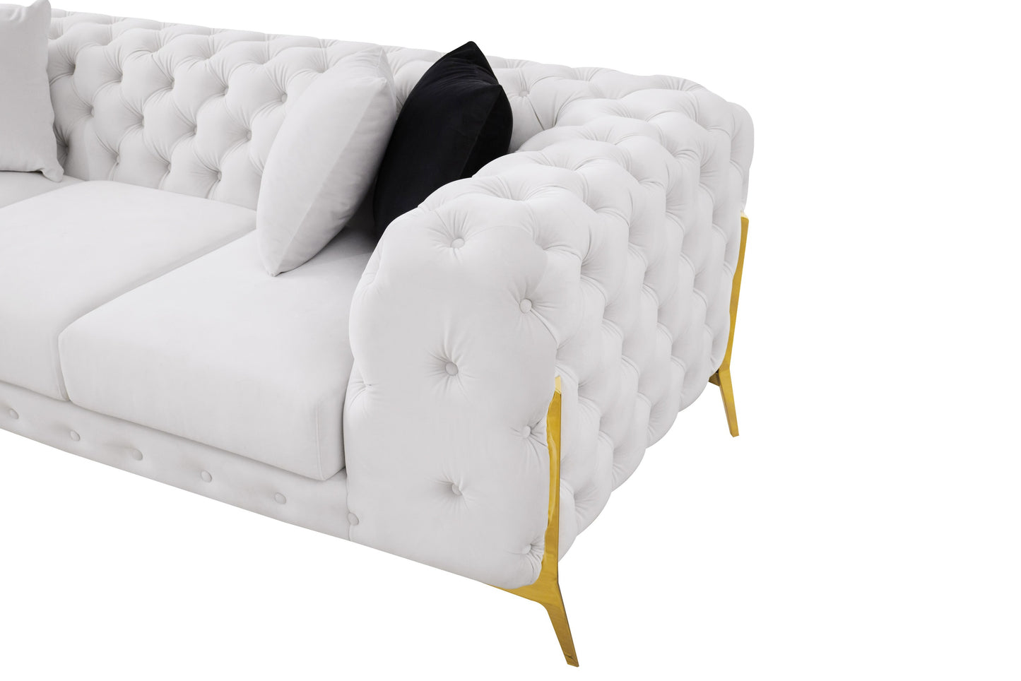 Divani Casa Clarice - Transitional Light Beige Velvet Sofa Set