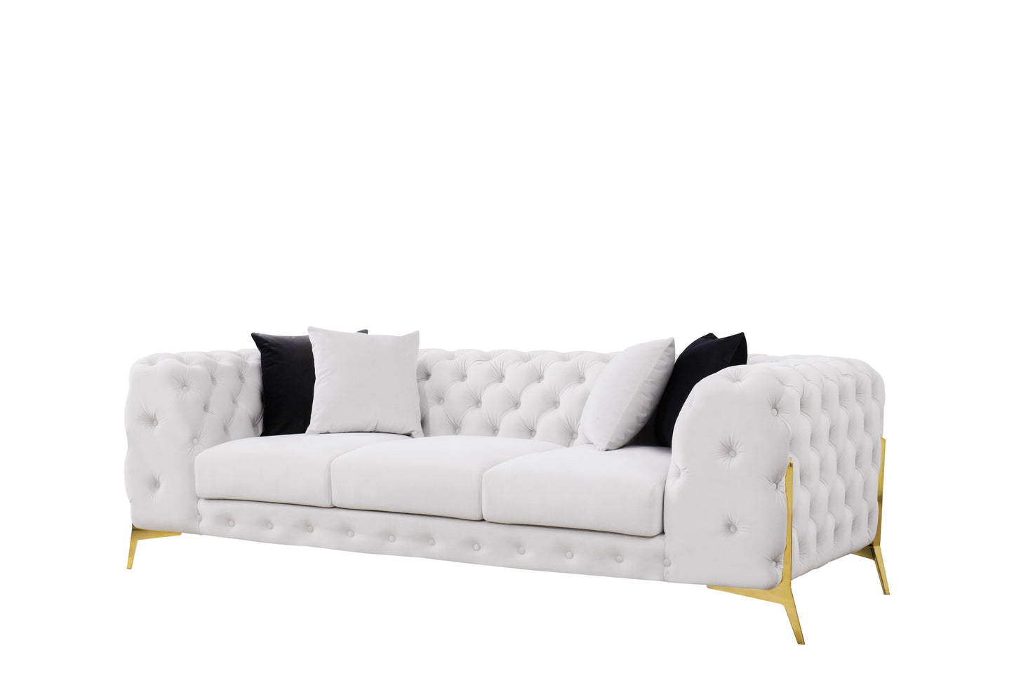 Divani Casa Clarice - Transitional Light Beige Velvet Sofa Set