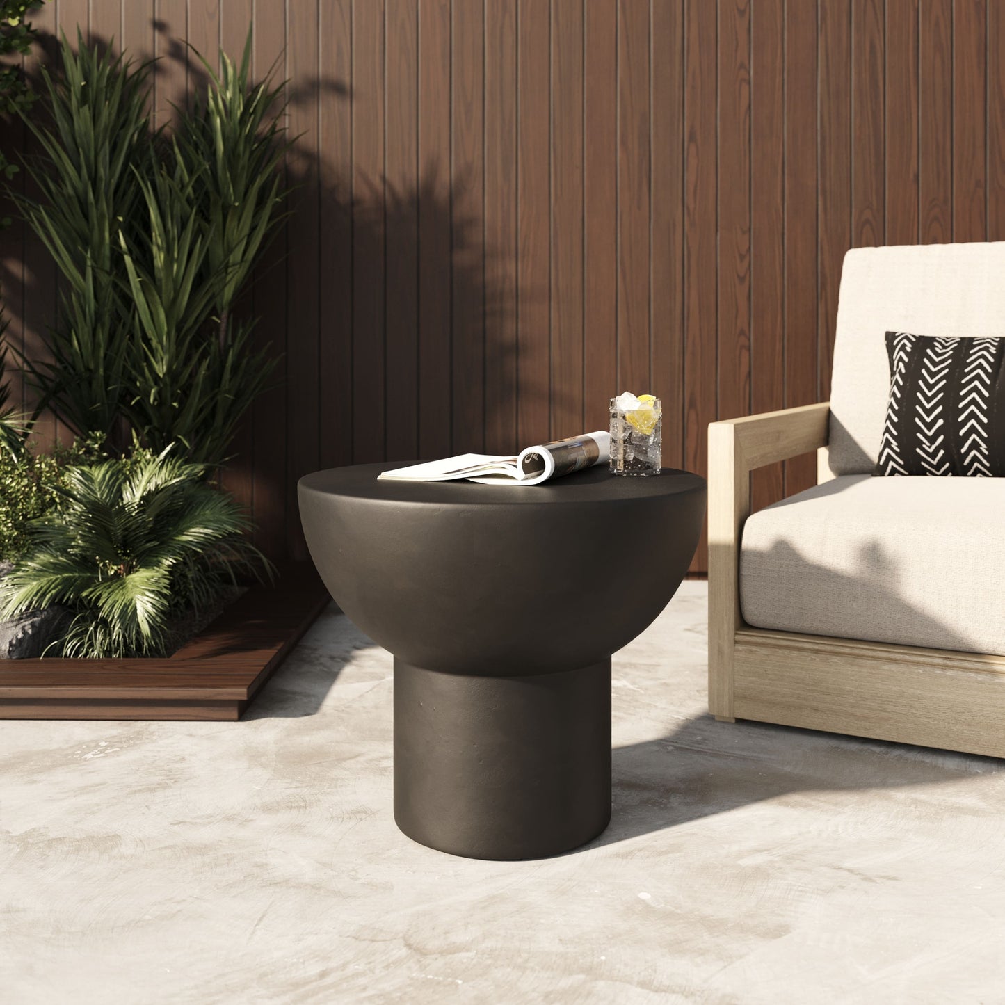 Modrest Fate - Modern Black Concrete End Table
