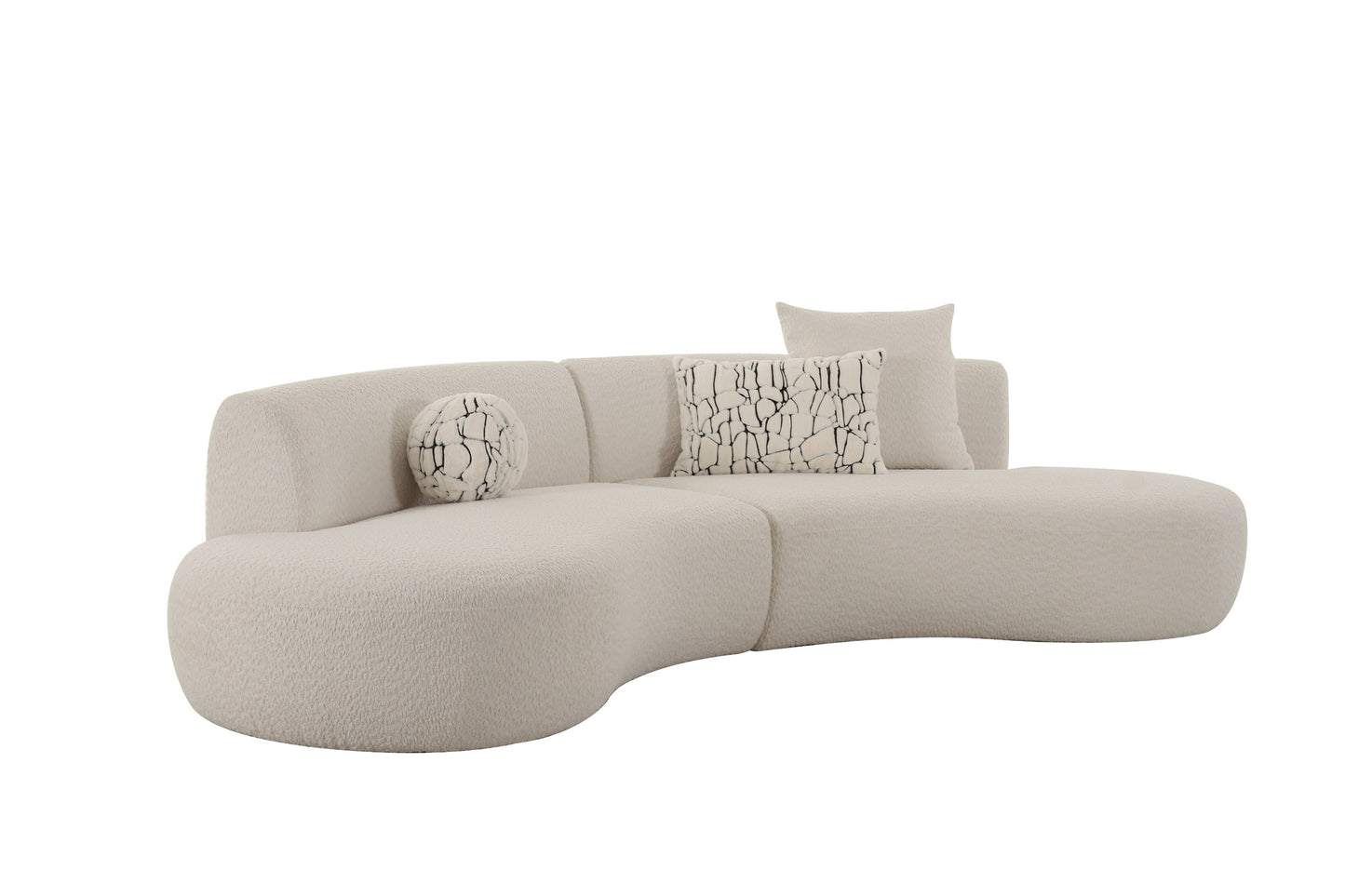 Divani Casa Weldon - Modern Off-White Fabric Curved Sectional