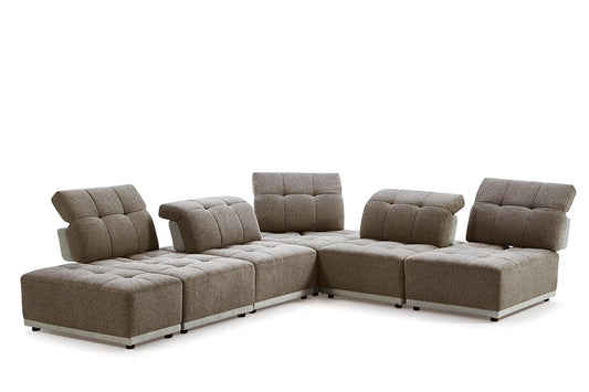 Divani Casa Ekron - Modern Brown & Beige Fabric Modular Sectional Sofa