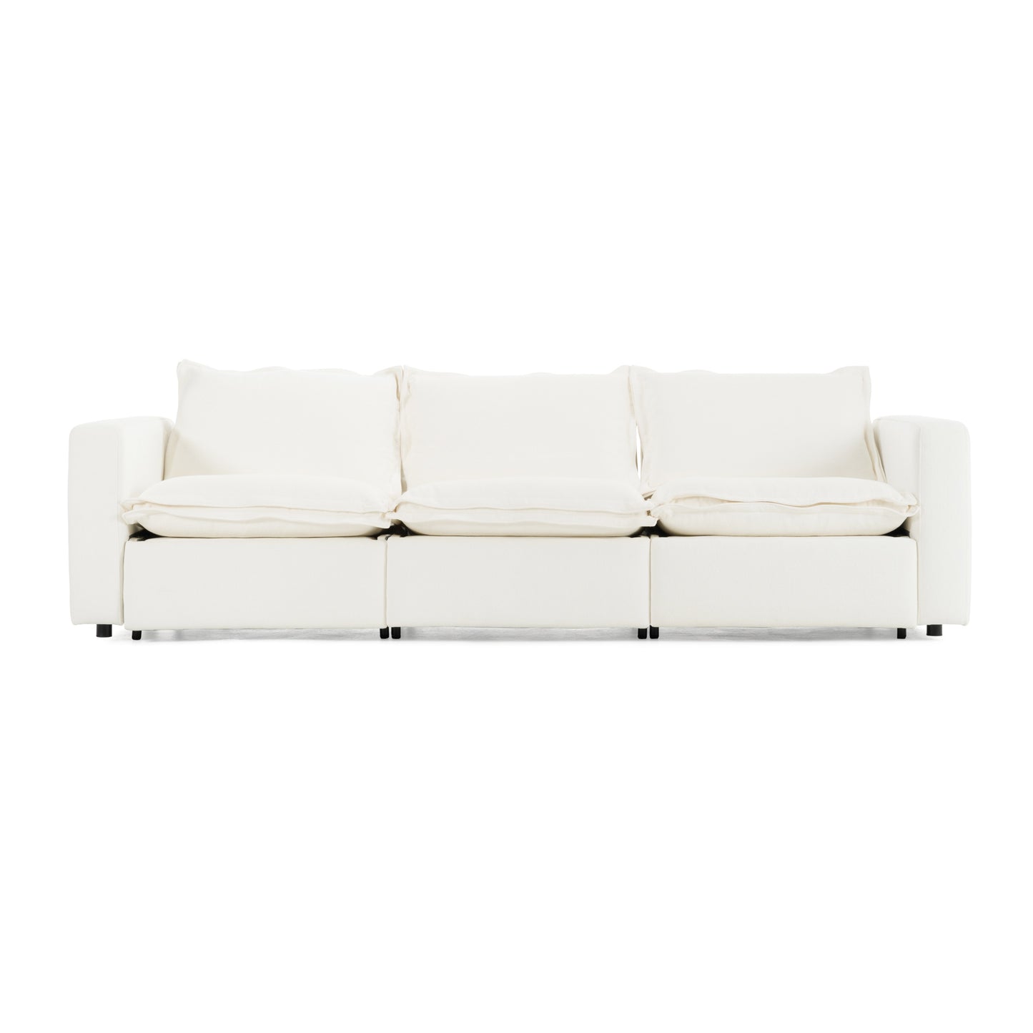 Divani Casa Almagre - Modern White Fabric Sofa w/ 3 Electric Recliners