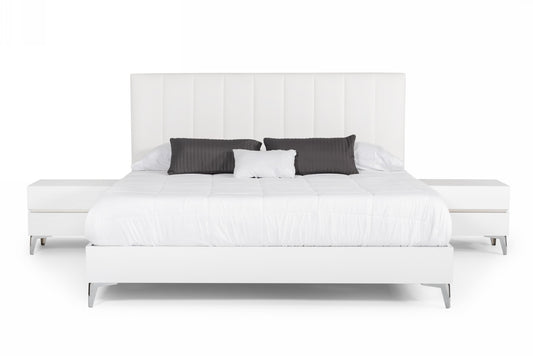 Nova Domus Angela - Italian Modern White Eco Leather 4-Piece Bedroom Set