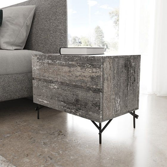 Nova Domus Aria - Italian Modern Multi Grey Bed and Two Nightstands