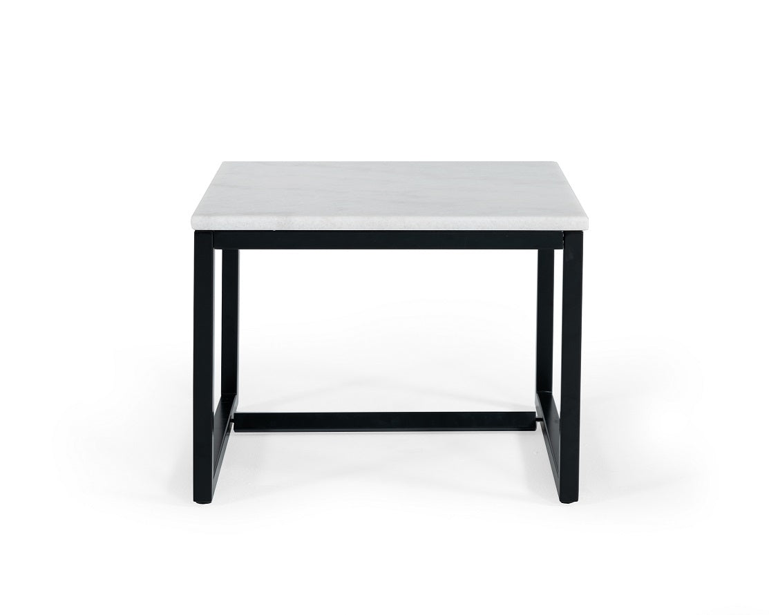 Modrest Baca - White Marble + Black Metal End Table