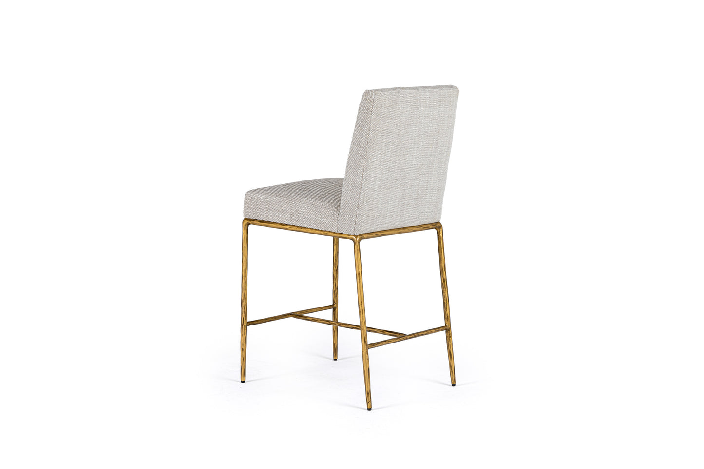 Modrest Beasley - Modern Off-White Linen + Brass Counter Chair