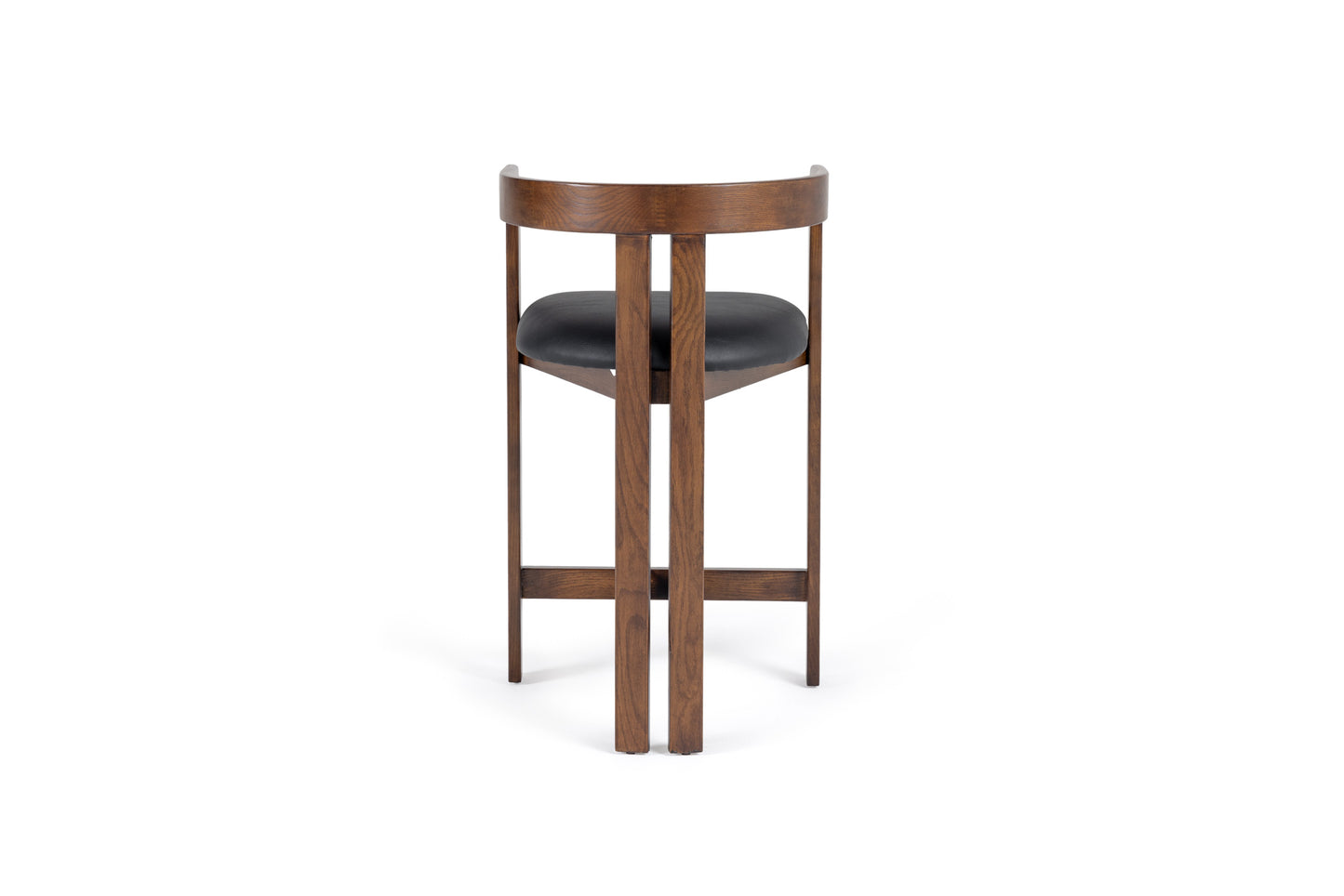 Modrest Belton - Modern Black Vegan Leather + Brown Oak Counter Chair