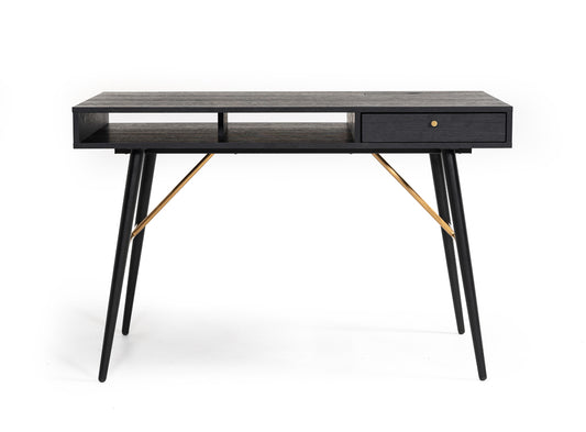 Modrest Billy Modern Black Oak & Gold Office Desk