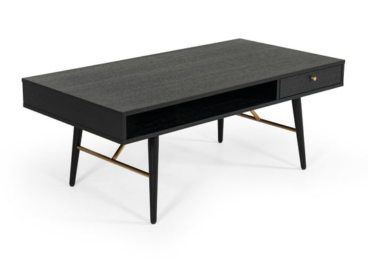 Modrest Billy Modern Black Oak & Gold Coffee Table
