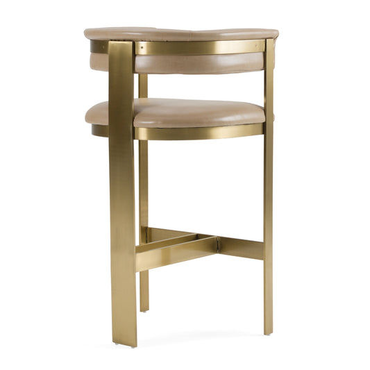 Modrest Boswell - Modern Brown Faux Leather + Gold Barstool