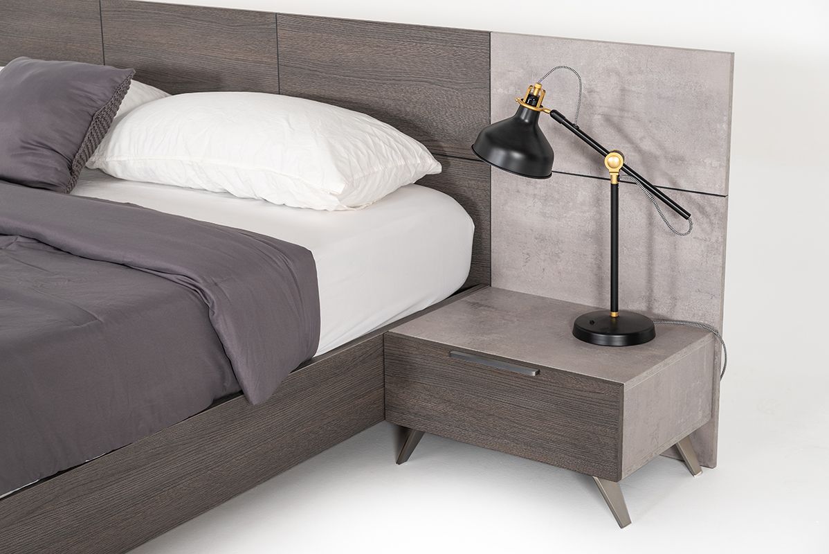 Nova Domus Bronx Italian Modern Faux Concrete & Grey Bedroom Set