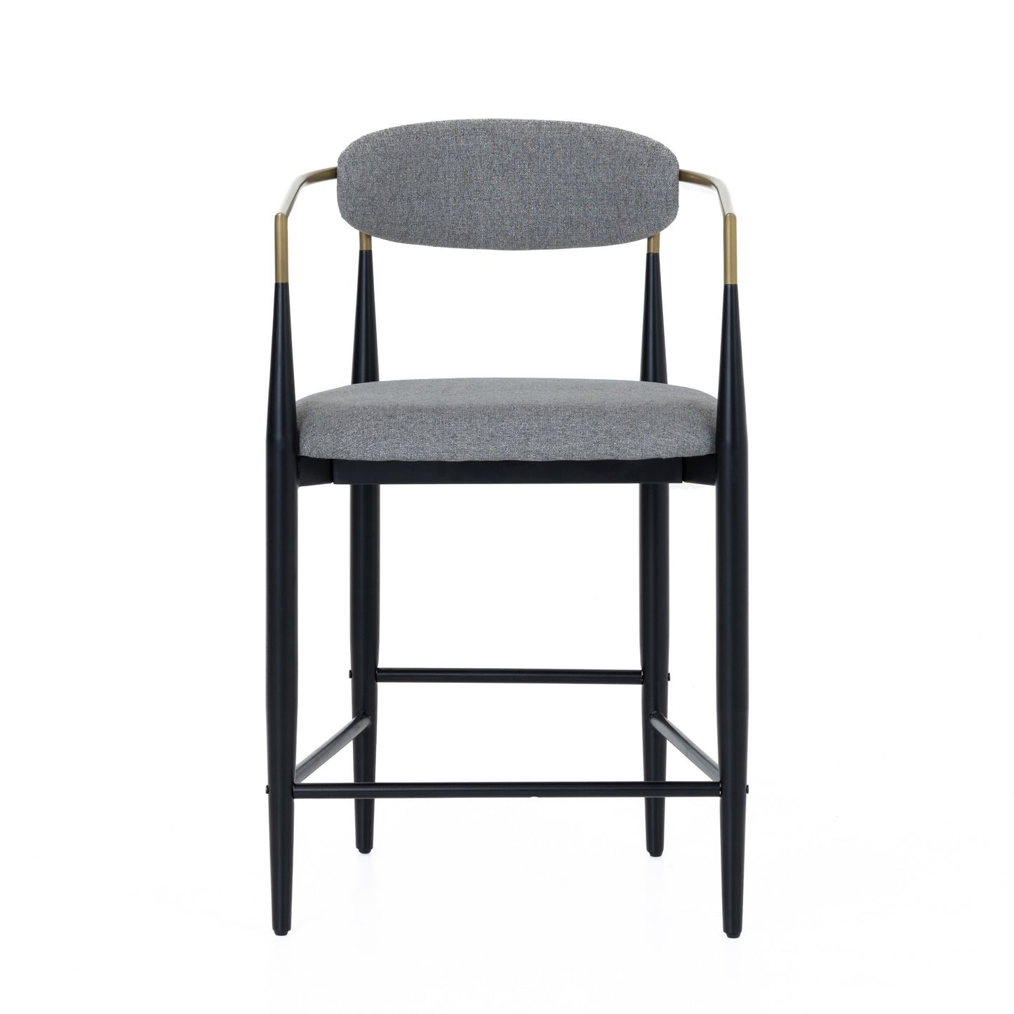Modrest Buchtel - Mid-Century Modern Medium Grey + Gold Arm + Black Counter Chair