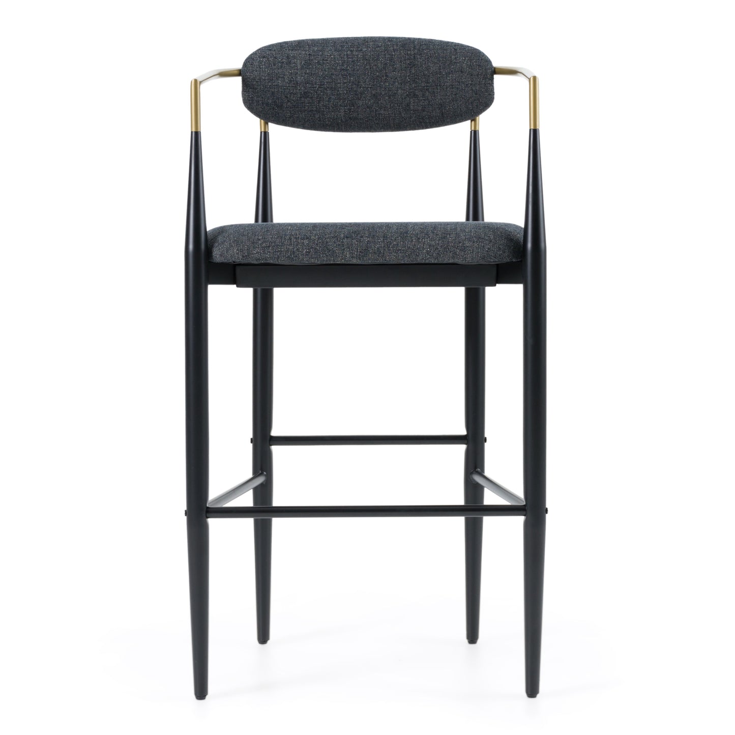 Modrest Buchtel - Mid-Century Modern Dark Grey + Gold Arm + Black Bar Chair