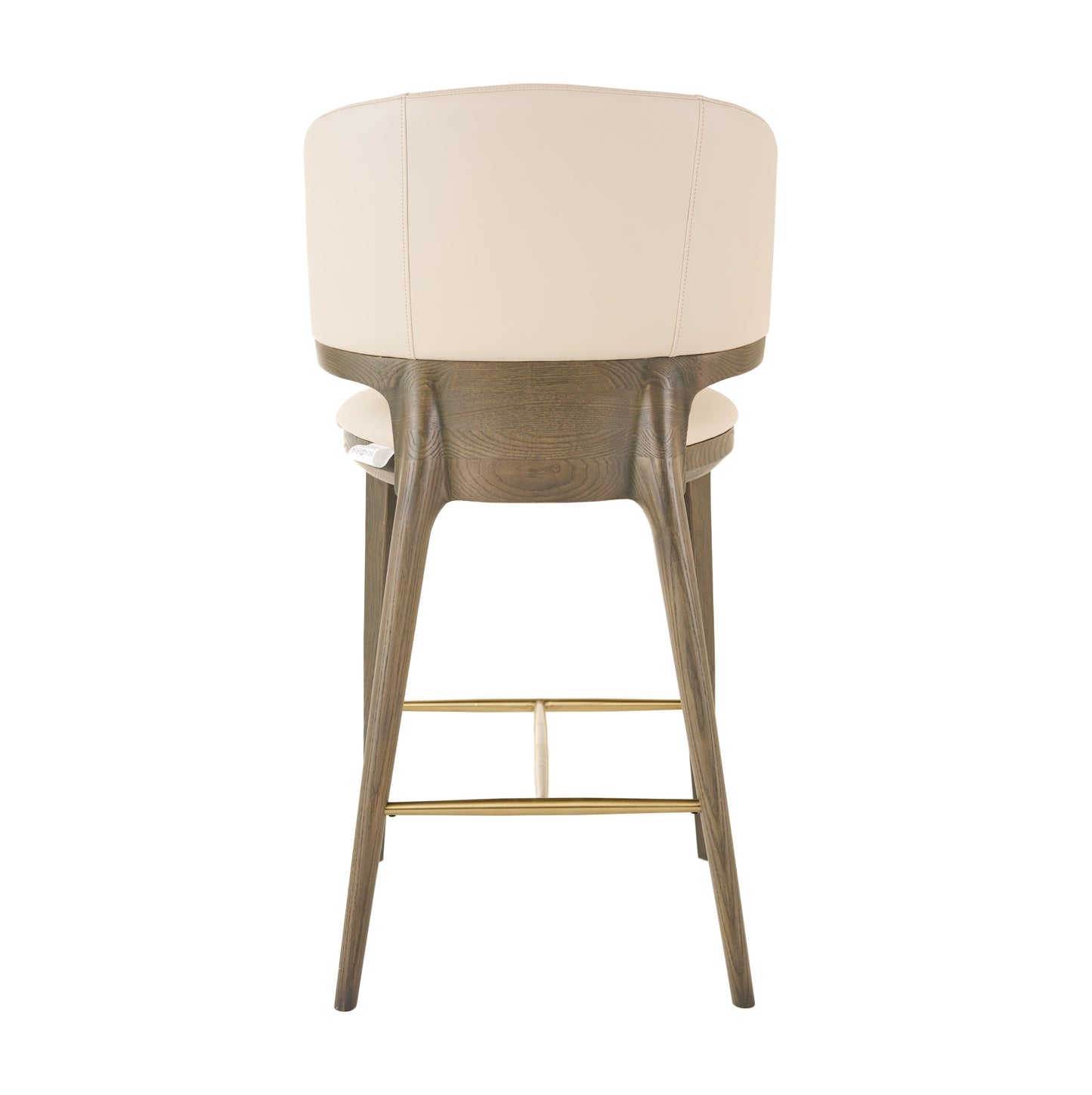 Modrest Calvary - Mid-Century Modern Beige Vegan Leather + Grey Ash Counter Chair