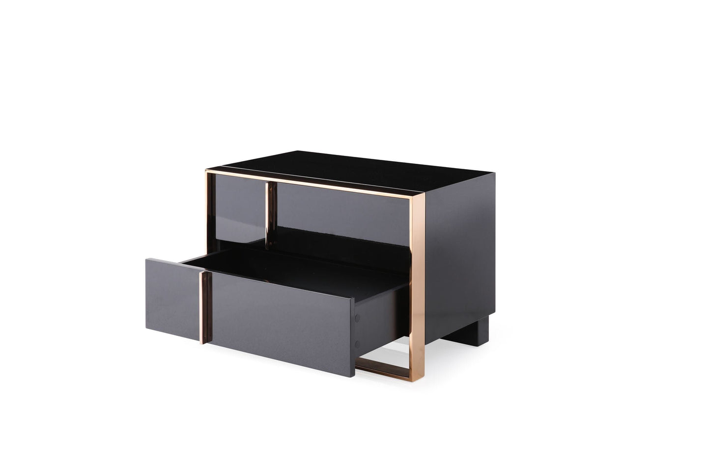 Nova Domus Cartier - Modern Black + Rose Gold Bed + Nightstands