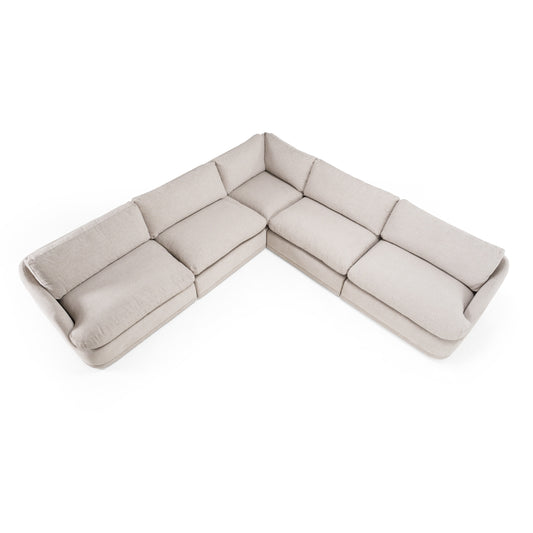 Divani Casa Chantry - Modern Grey Sand Fabric Sectional Sofa