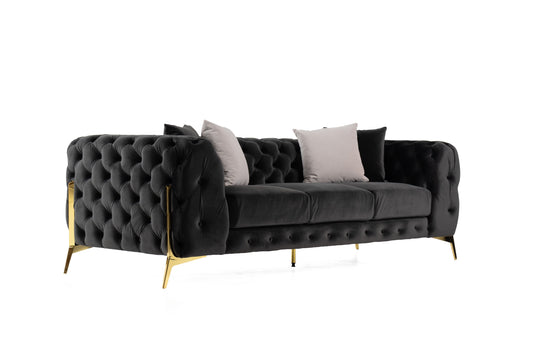 Divani Casa Clarice - Transitional Black Velvet Sofa