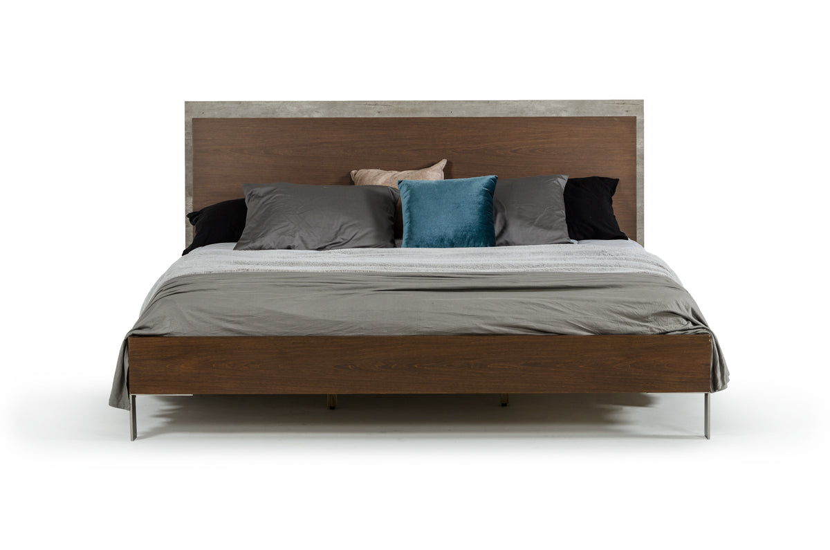 Nova Domus Conner Modern Dark Walnut & Faux Concrete Bed