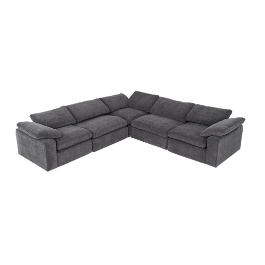 Divani Casa Corinth - Modern Dark Gray Fabric Sectional Sofa with 3 Power Recliners