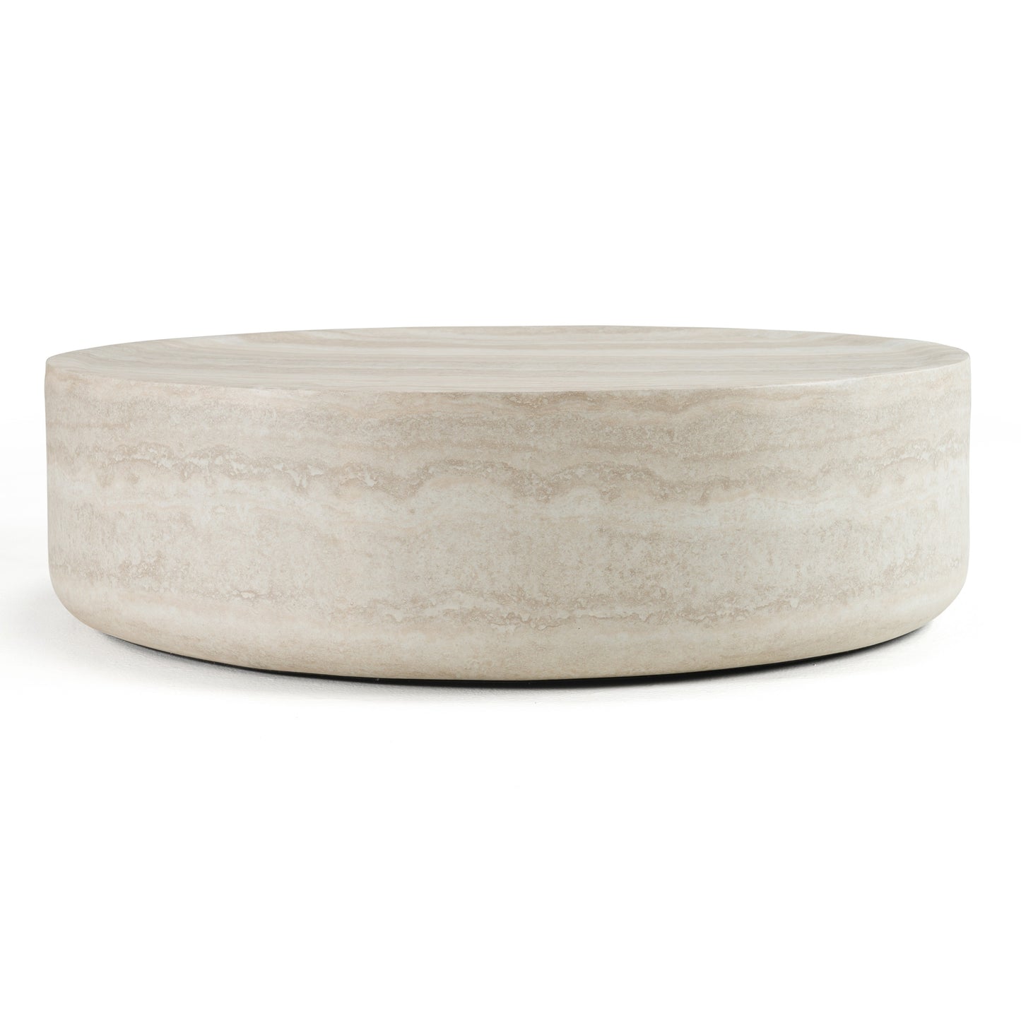 Modrest Cozad - Modern Faux Travertine Round Coffee Table