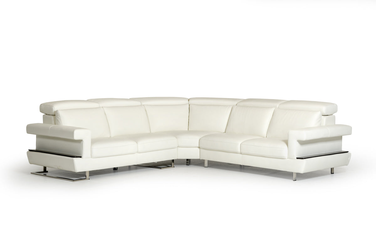 Lamod Italia Crosby - Italian Modern White Leather Sectional Sofa
