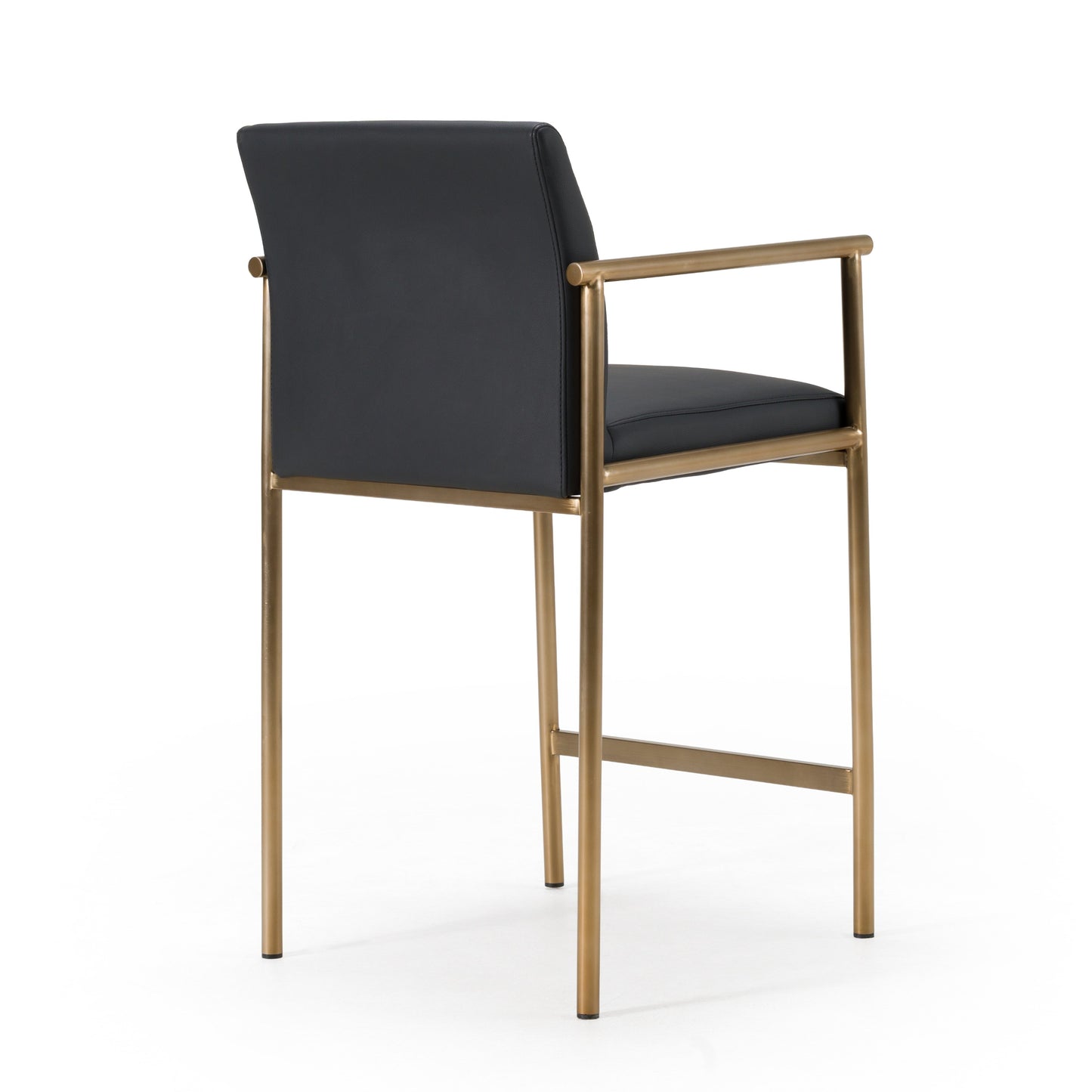 Modrest Custer - Modern Black Vegan Leather + Brass Counter Chair