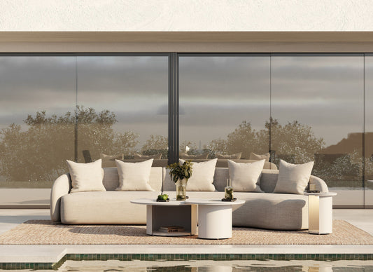 Renava Tabarca - Outdoor Beige Fabric Sectional Sofa