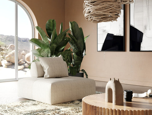 Divani Casa Mondo - Modern Modular Beige Fabric Sectional Sofa