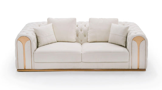 Divani Casa Dosie - Modern Beige Fabric Sofa & Loveseat Set