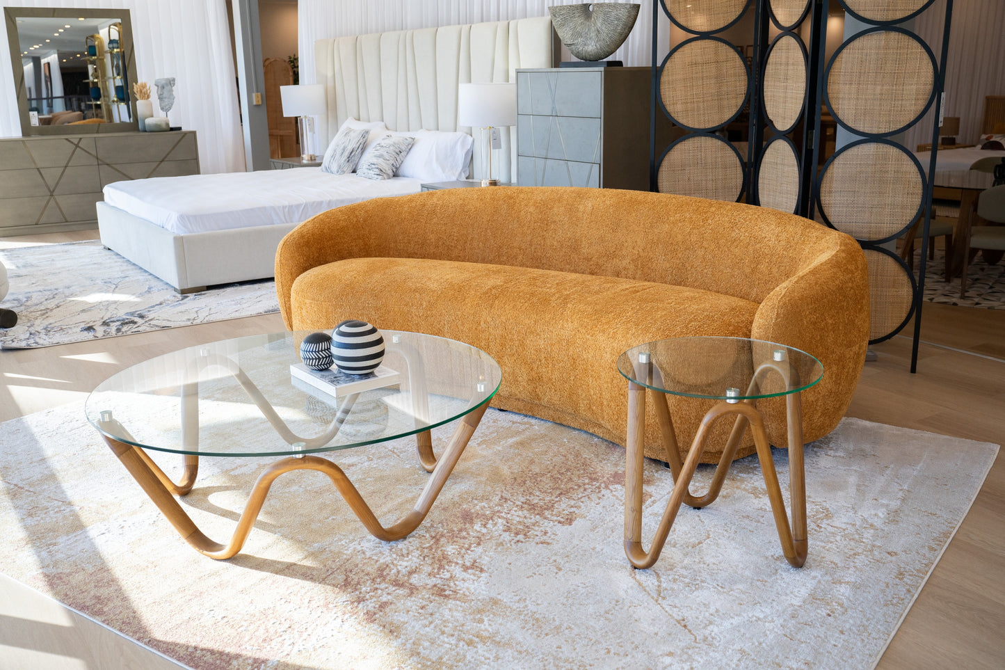 Modrest Lassen - Modern Glass & Walnut Coffee Table
