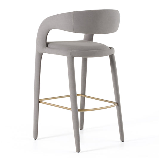 Modrest Faerron - Modern Grey Leatherette Bar Chair
