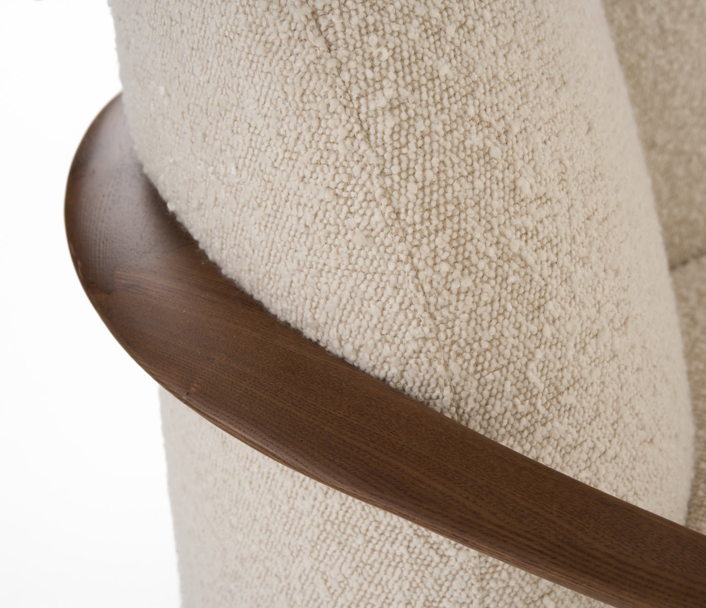 Modrest Fortuna - Mid-Century Modern Off-White Fabric + Walnut Accent Chair