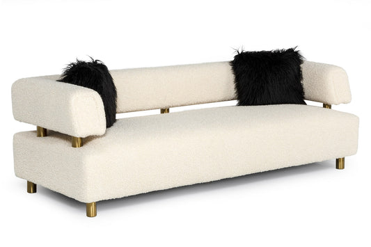 Divani Casa Gannet - Glam Beige Fabric Sofa