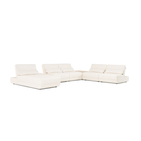 Divani Casa Garfield - Modern Off-White Leather 7-Piece Modular Sectional