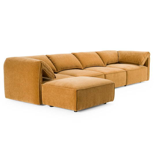 Divani Casa Gene - Modern Ochre Fabric 5-Piece Modular Sectional Sofa