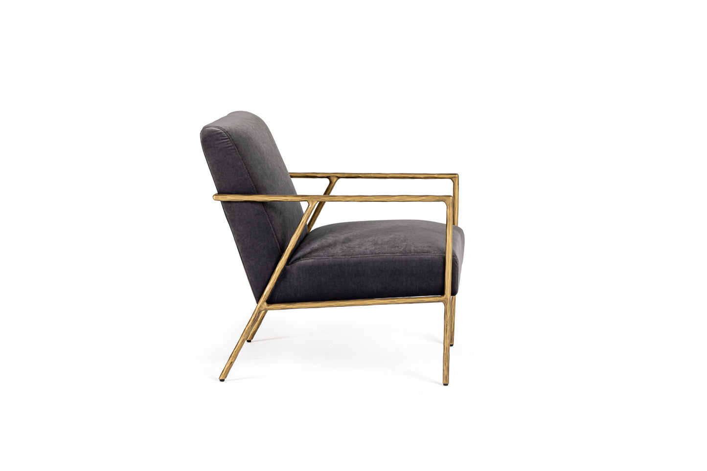 Modrest Gibbons - Modern Grey Velvet + Forged Gold Accent Chair