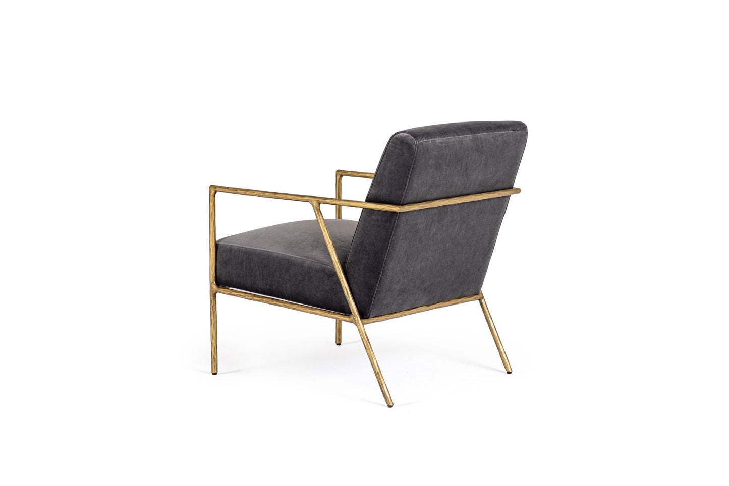 Modrest Gibbons - Modern Grey Velvet + Forged Gold Accent Chair