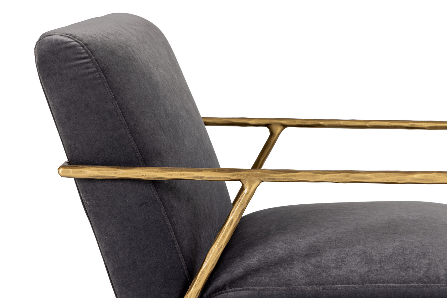 Modrest Gibbons - Modern Grey Velvet + Forged Gold Accent Chair