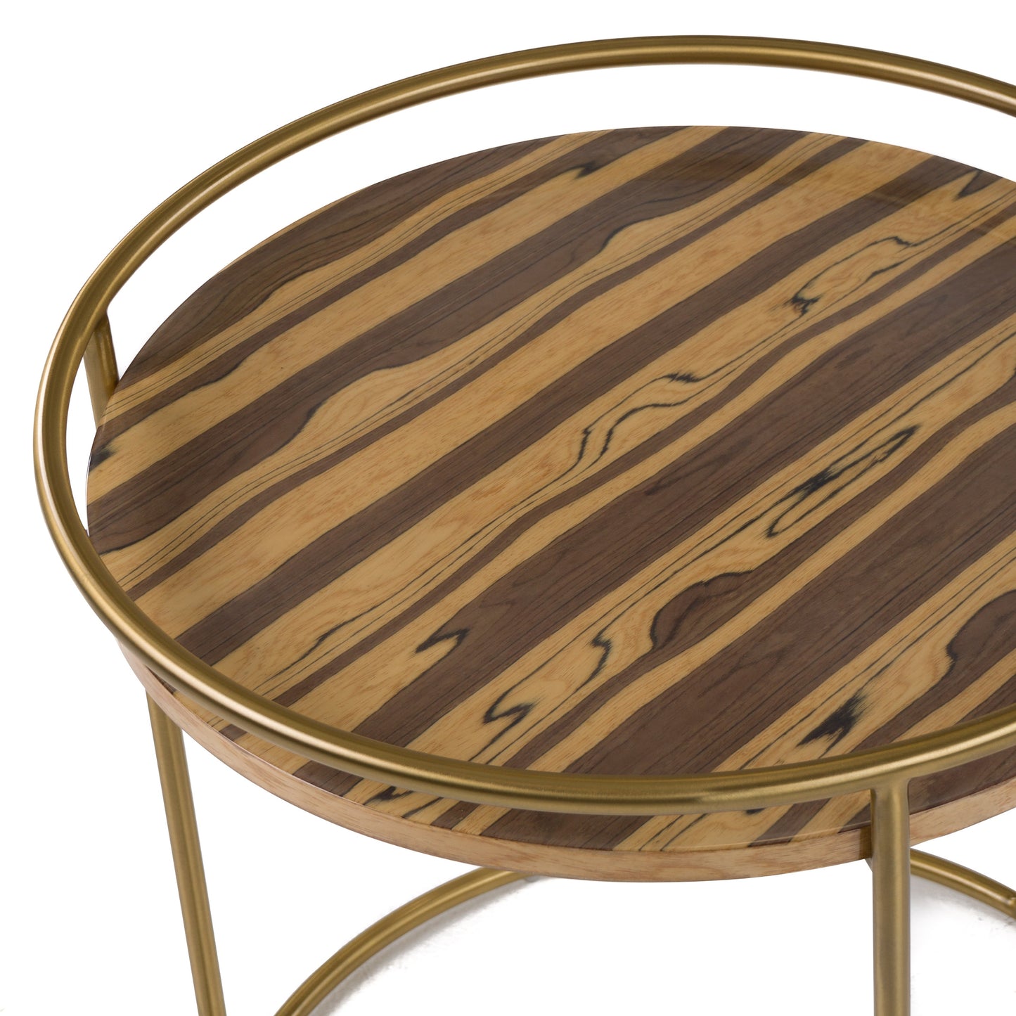 Modrest Gilcrest - Glam Brown and Gold Marble End Table