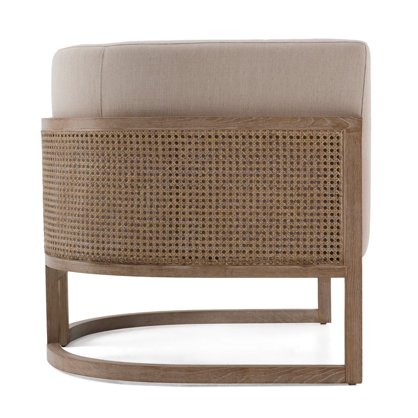 Modrest Haney - Modern Grey Fabric + Grey Oak+ Rattan Accent Chair