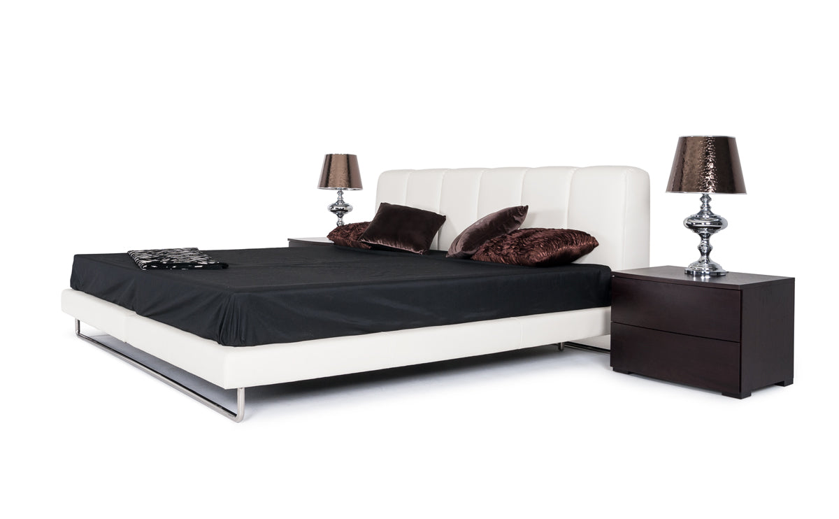 Heather - Modern White Leather Bed