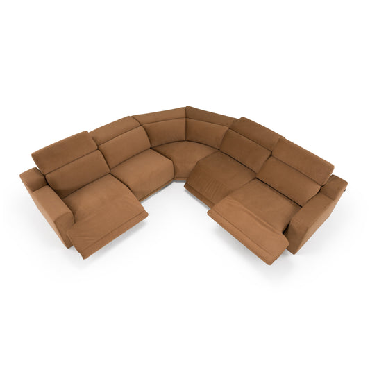Divani Casa Horton - Modern Brown Fabric Sectional w/ 3 Recliners