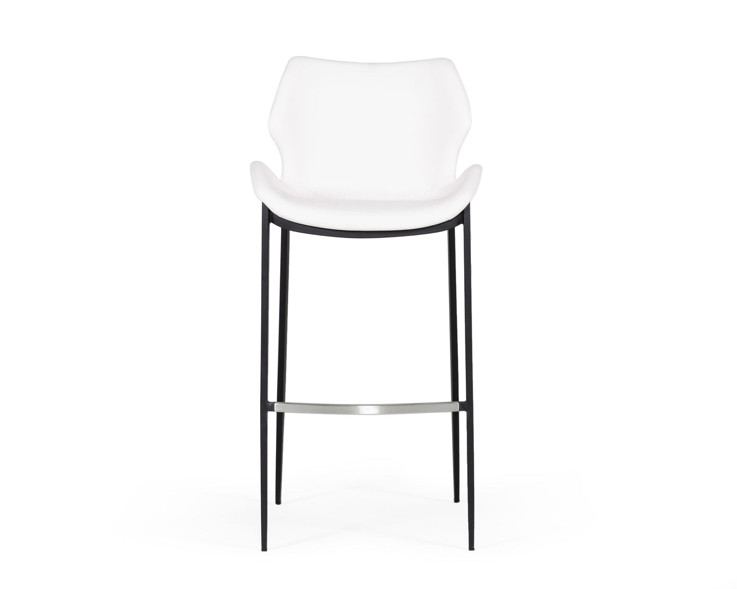 Modrest Ithaca - Modern White Leatherette Bar Stool (Set of 2)
