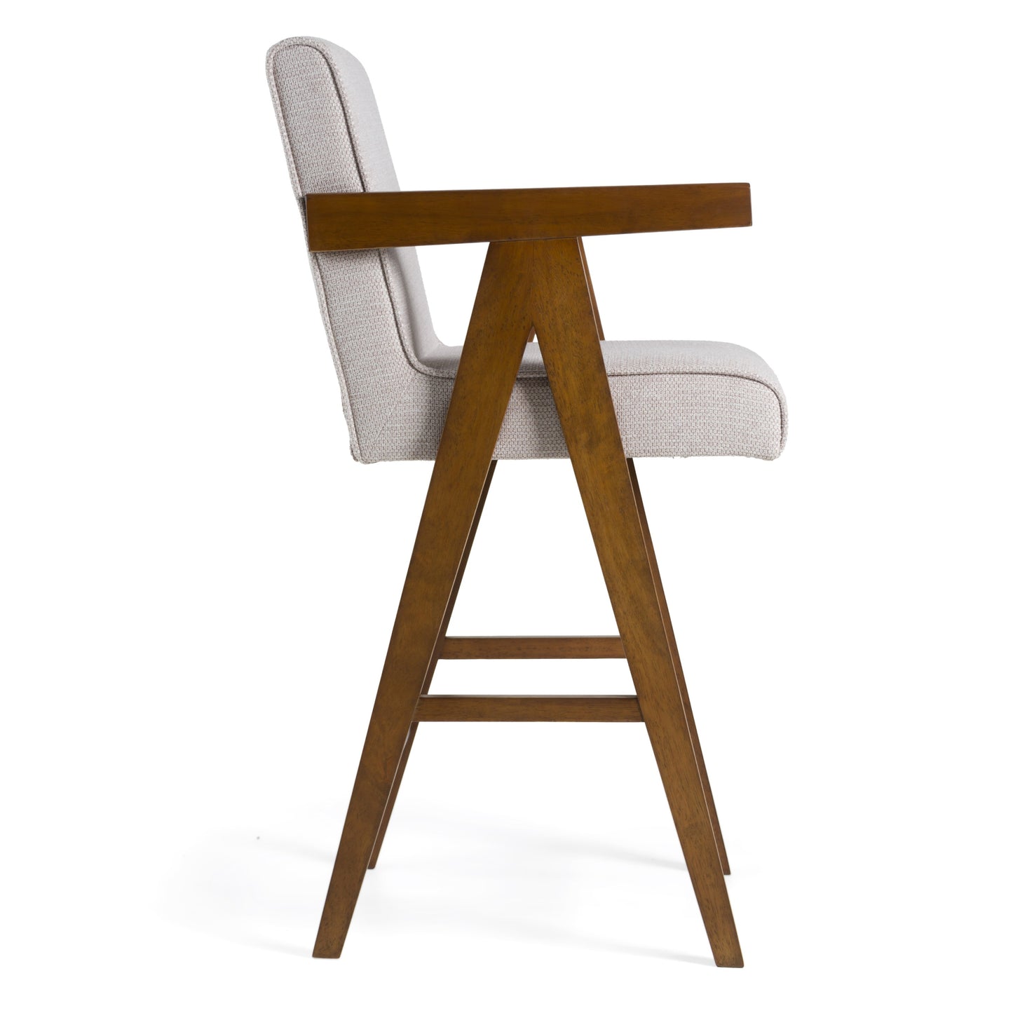 Modrest Joseline - Modern Beige Fabric + Walnut Counter Chair (Set of 2)