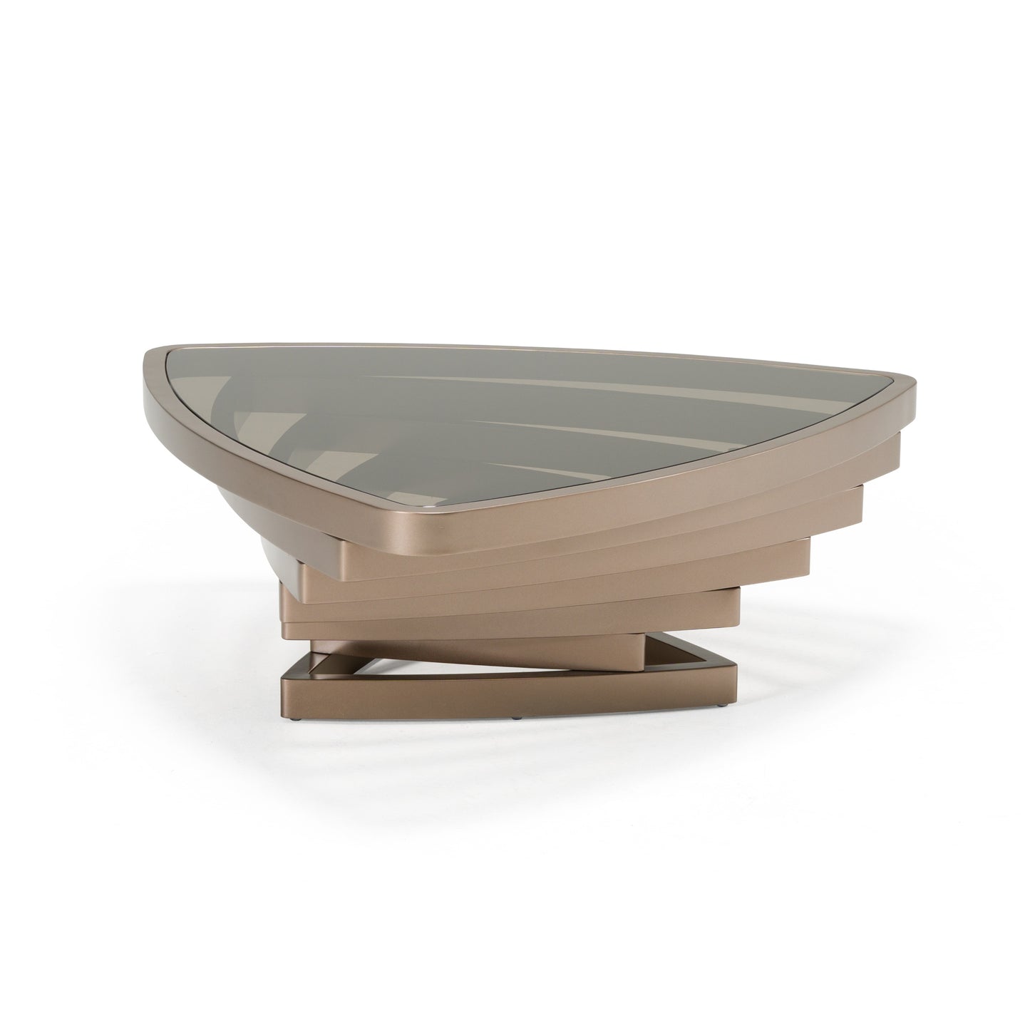 Modrest Jovial - Contemporary Brown Glass + Dark Gold Coffee Table