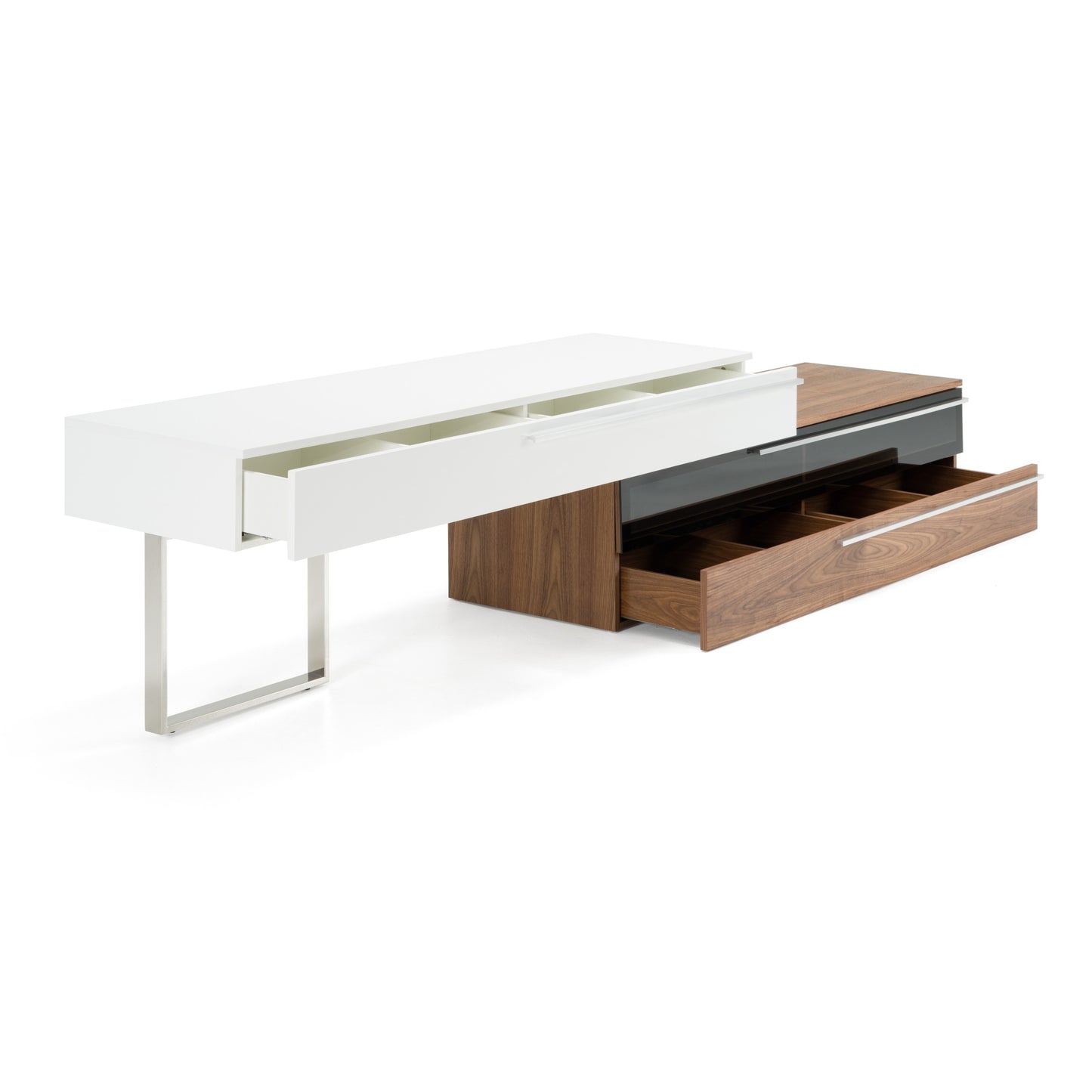 Modrest Karlstad - Modern White + Walnut TV Stand