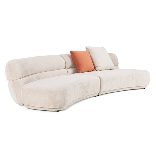Divani Casa Knight - Modern Beige Fabric Curved Sectional