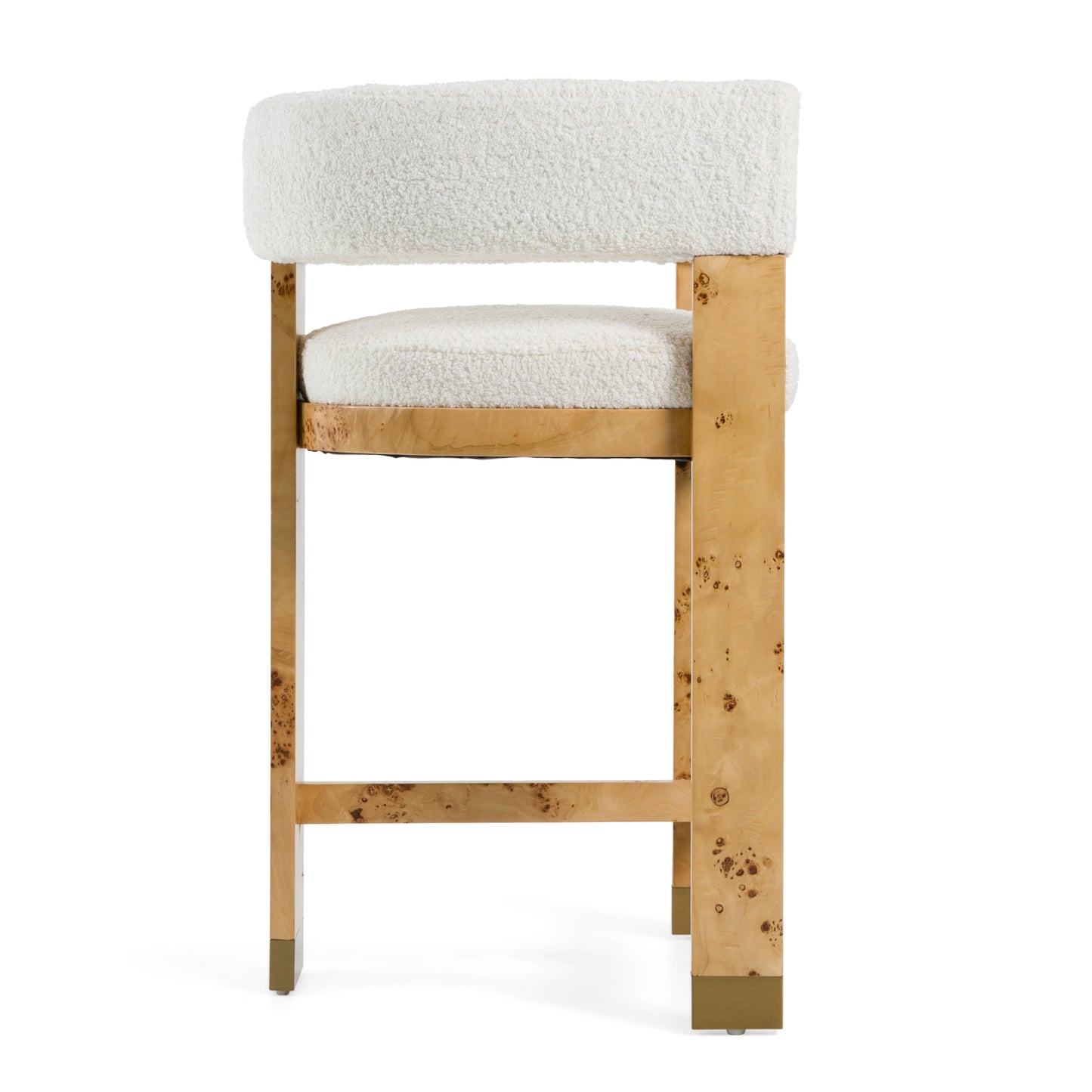 Modrest Letha - Modern Cream Fabric + Burl Counter Chair