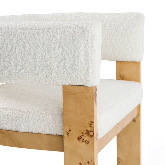 Modrest Letha - Modern Cream Fabric + Burl Counter Chair