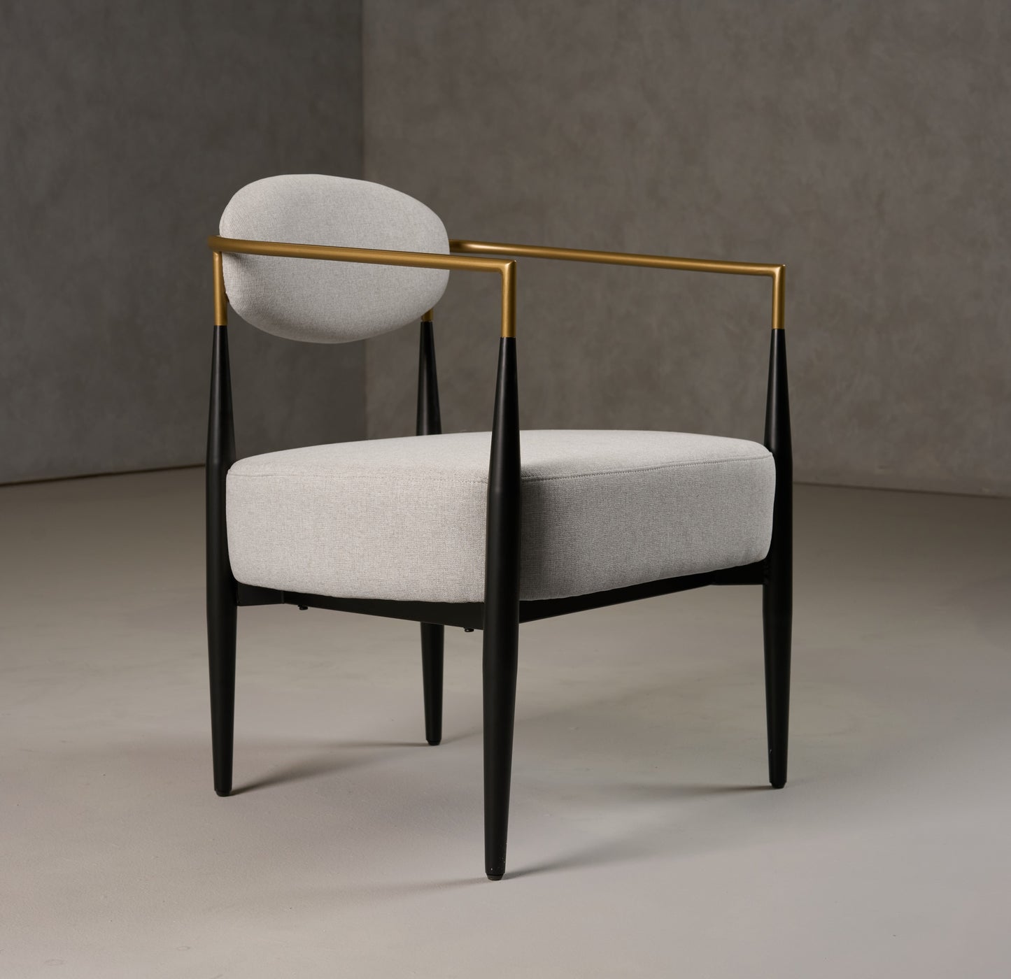 Modrest Liberty - Modern Light Grey Fabric + Black & Gold Accent Chair